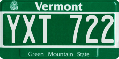 VT license plate YXT722