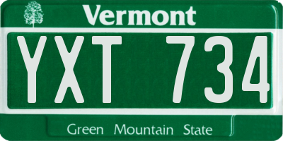 VT license plate YXT734