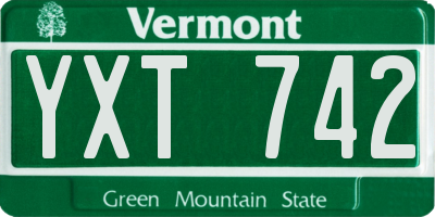 VT license plate YXT742