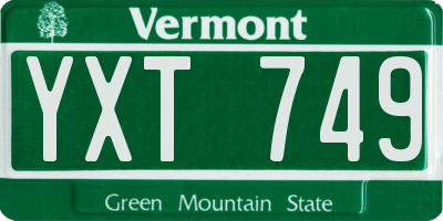 VT license plate YXT749