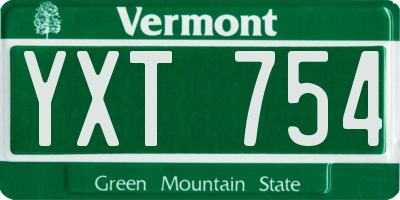 VT license plate YXT754