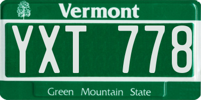 VT license plate YXT778
