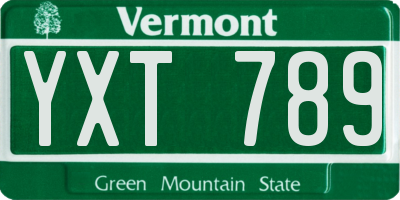 VT license plate YXT789