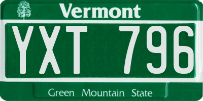 VT license plate YXT796