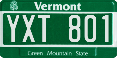 VT license plate YXT801