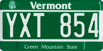 VT license plate YXT854