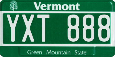 VT license plate YXT888