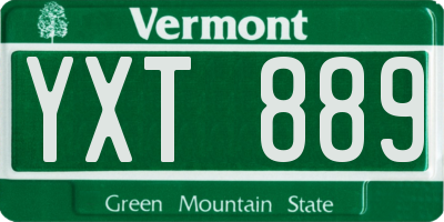 VT license plate YXT889