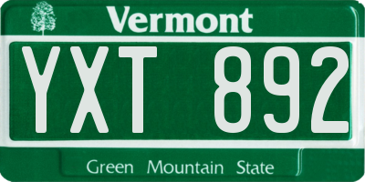 VT license plate YXT892