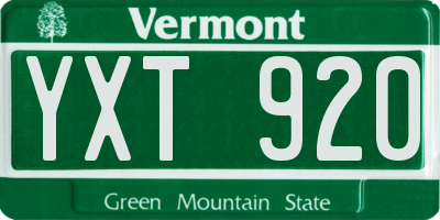 VT license plate YXT920
