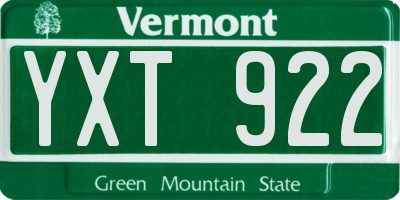 VT license plate YXT922