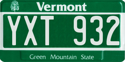 VT license plate YXT932