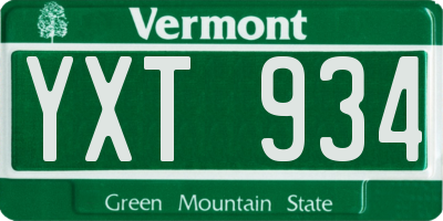 VT license plate YXT934