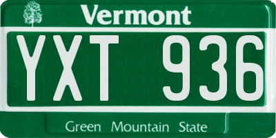 VT license plate YXT936