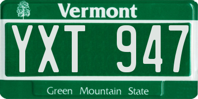 VT license plate YXT947