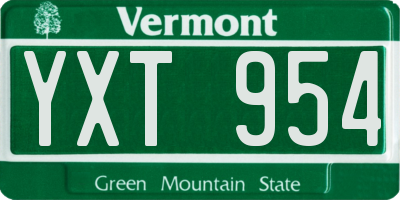 VT license plate YXT954