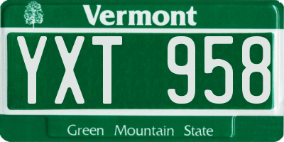 VT license plate YXT958