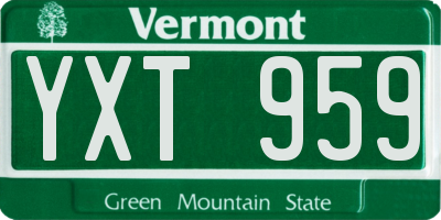 VT license plate YXT959