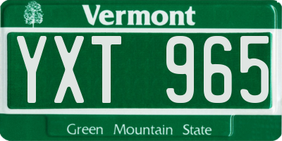 VT license plate YXT965