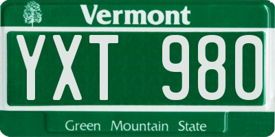 VT license plate YXT980
