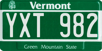 VT license plate YXT982