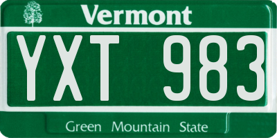 VT license plate YXT983