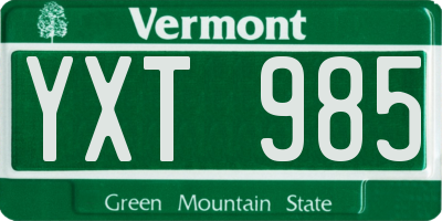 VT license plate YXT985