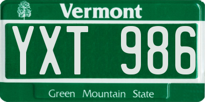 VT license plate YXT986