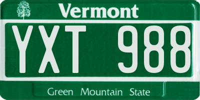VT license plate YXT988