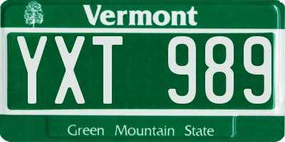 VT license plate YXT989