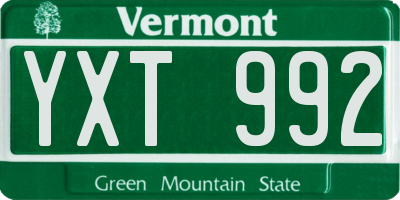 VT license plate YXT992