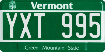 VT license plate YXT995