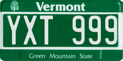 VT license plate YXT999