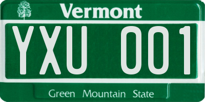 VT license plate YXU001