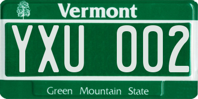 VT license plate YXU002