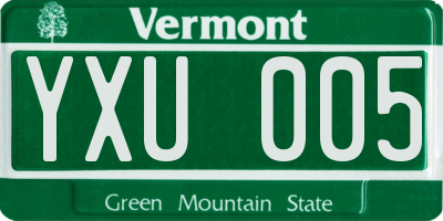 VT license plate YXU005