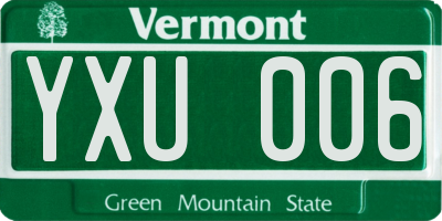 VT license plate YXU006