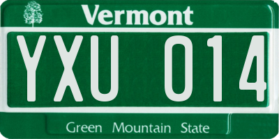 VT license plate YXU014