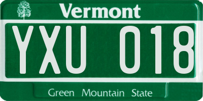 VT license plate YXU018