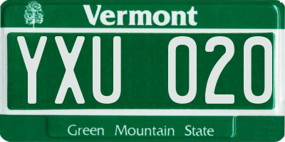 VT license plate YXU020