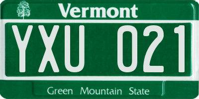 VT license plate YXU021