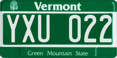 VT license plate YXU022