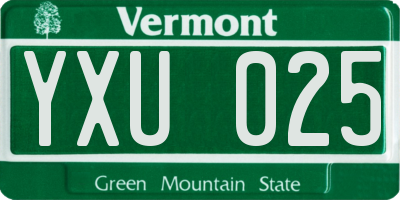 VT license plate YXU025