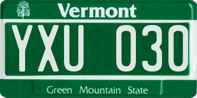 VT license plate YXU030
