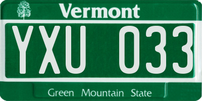 VT license plate YXU033