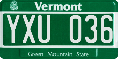 VT license plate YXU036