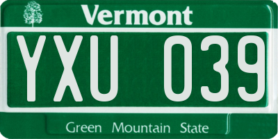 VT license plate YXU039