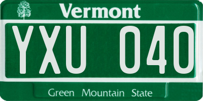 VT license plate YXU040