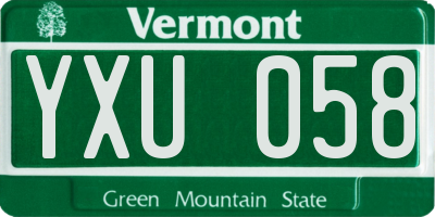 VT license plate YXU058