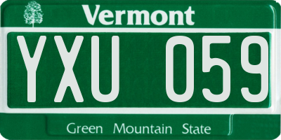 VT license plate YXU059